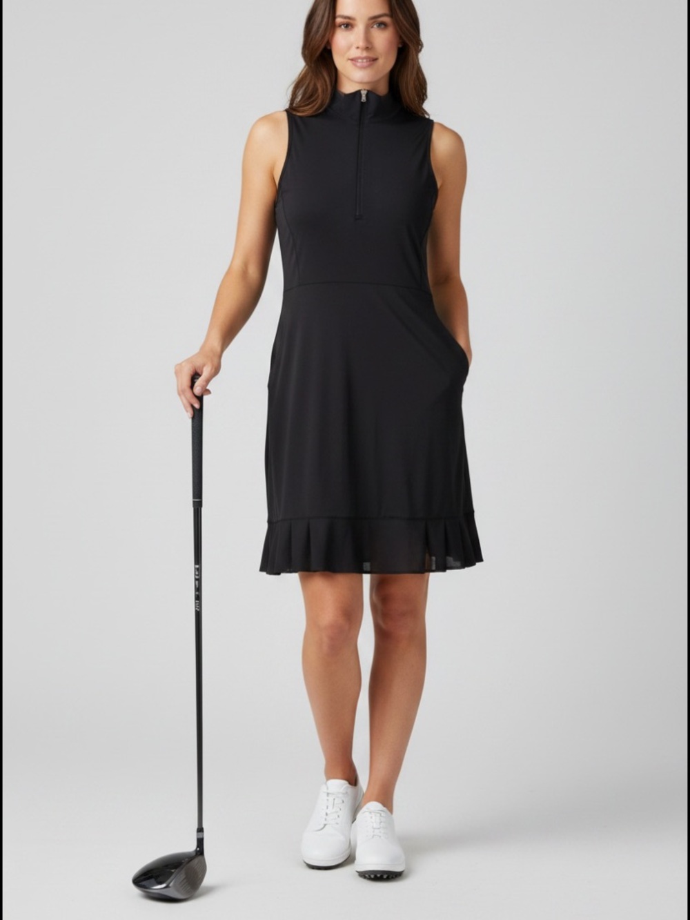 EPNY Sleeveless Black Golf Dress with Ruffle Hem size XS
